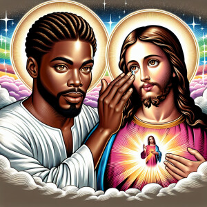 Ensure that the image distinctly represents both Jesus Christ an...