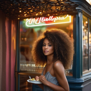 3-D image of a beautiful LIGHT SKIN, African-American woman she...