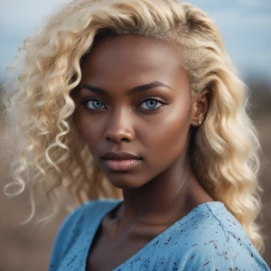 Portrait of a stunning 25-year old African female with blonde ha...