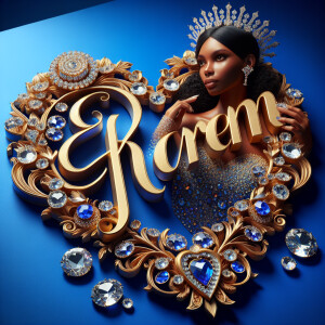 VCraft a 3-D image showcasing the name 'KAREN' in a luxurious go...