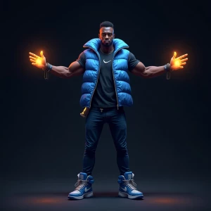 A frontal outstretched arms in a T pose full body concept illust...