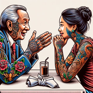 American white
man age 54 with a 35 year old Indonesian woman