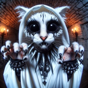 a close up gritty horror-themed dark fantasy painting of a white...