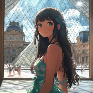anime girl in Louvre