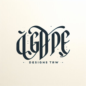 Transform “Agape’ Designs Trw” into a calligraphy logo