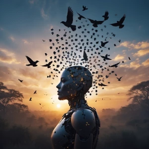 Illustrate the concept of thoughts or memories escaping the mind...