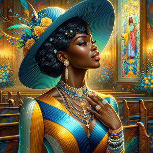 A spiritually enriching illustration portrays an African America...