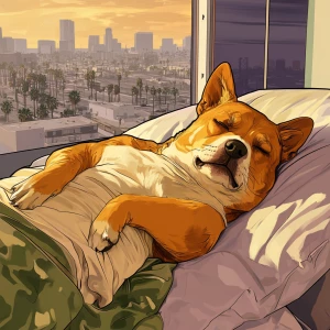 sleeping meme DOGE in GTA style