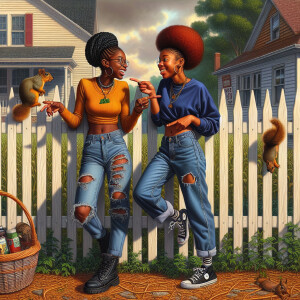 realistic two brown & green eyes African-American grown women bo...