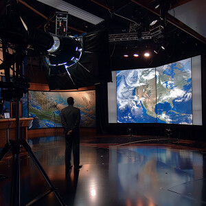 High resolution. Meteorologist reports weather on tv!