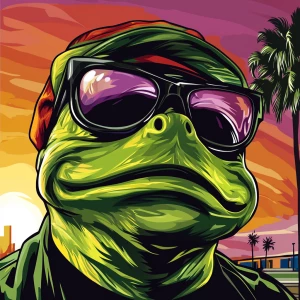 MEME PEPE in GTA art style — — in the style of a Grand Theft Au...