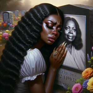 A beautiful light-skinned African-American woman with long wavy...