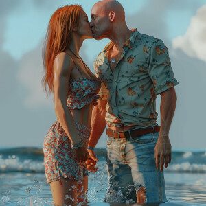 A photorealistic high resolution image. Light ginger haired fema...