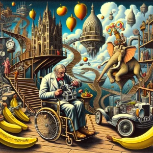 Create a surreal masterpiece inspired by modern surrealist paint...