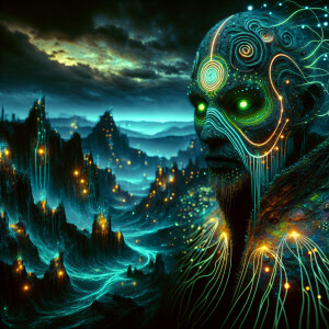 Imagine a canvas where the whispers of ghosts and the glow of ne...