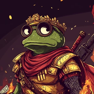 Pepe the Frog in carton style dressed as an ancient Roman empero...