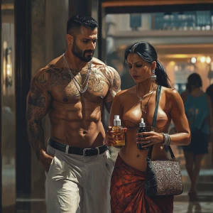 photorealism,realism style,A sweaty tattoed muscular man walkin...