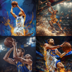Stephen Curry shoots a basketball, 8k, photorealistic, photograp...
