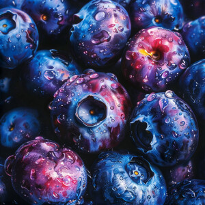 realistic blueberries red and blue