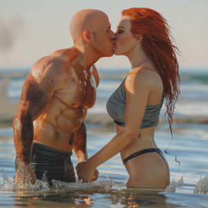 A photorealistic high resolution image. Light ginger haired fema...
