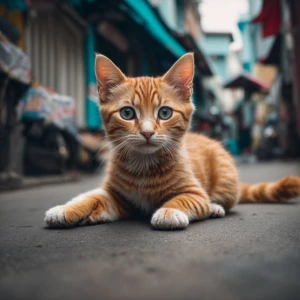 Cat on Indian street