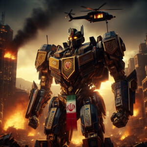 Iran as a transformer character, Persian King armor, national em...