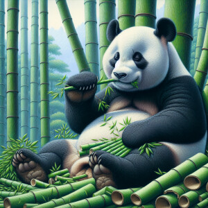 A giant panda eating bamboo