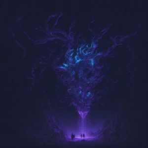 A luminously pulsating A.I. entity, the zenithal synthwave sonic...