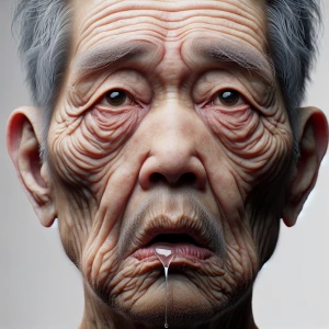Generate a hyper-realistic portrait of an elderly man with a bla...