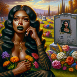 A beautiful light-skinned African-American woman with long wavy...