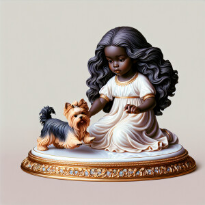 Prompt: porcelain
Statue of a very light skin African-American...