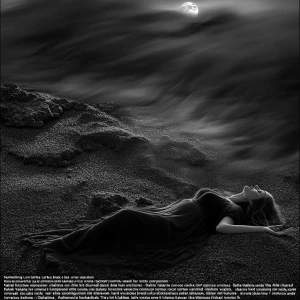 2️⃣ “Something Lurks”
“A surreal black and white horror composit...