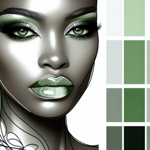 Create a sophisticated color palette with a mix of white, variou...