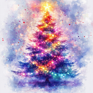 Design a digital watercolor-style illustration featuring a radia...