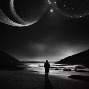 A swirling, melancholic vortex of crimson and ebony, a retrograd...