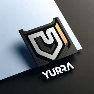 YURA, An innovative logo featuring a stylized, angular letterform as an icon, paired with bold, uppercase typography. The icon’s clean edges and subtle color accents give it a distinctly contemporary feel