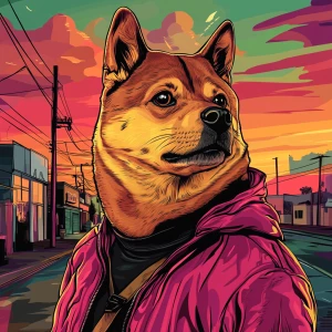 MEME DOGE in GTA art style — — in the style of a Grand Theft Au...