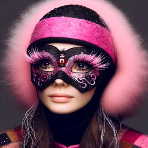 A graceful female grinch wearing a pink and black  gelatinous Sa...