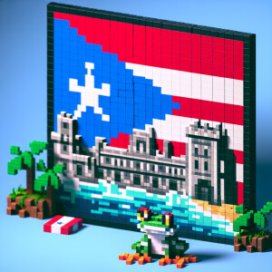 Puerto Rican flag and frog