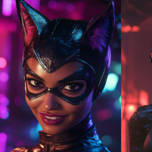 Young Halle Berry as Catwoman, 8k, Full body shot, Evil smile, V...