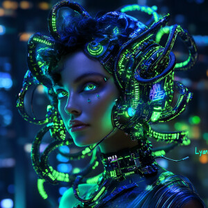 A striking and mesmerizing full-body photo of Medusa with a hype...