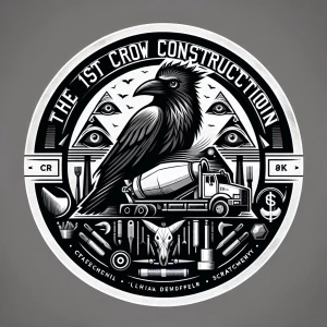 Circular logo cement truck with  black, intigrate the words 'The...