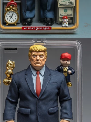 A full action figure of an older, slightly overweight,  caucasia...