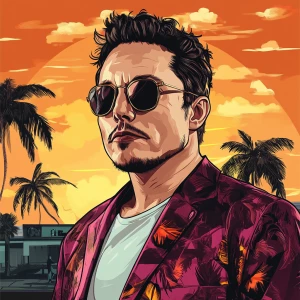 Elon Musk in GTA art style — Robbing people — in the style of a...