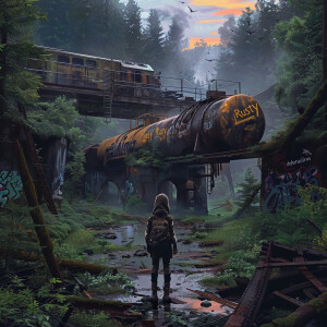 RustyAdrenaline по среди леса из игры Rust