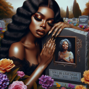 A beautiful light-skinned African-American woman with long wavy...