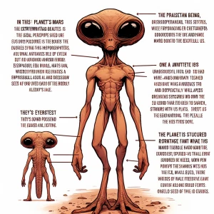 Upside down big head Martian with big eyes