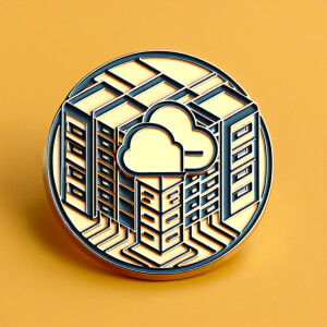 Design a 3cm wide enamel pin featuring a data center illustratio...