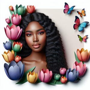 3D face of a light skin african-American beautiful woman with br...