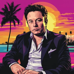 Elon Musk in GTA art style, Make love, in the style of a Grand...